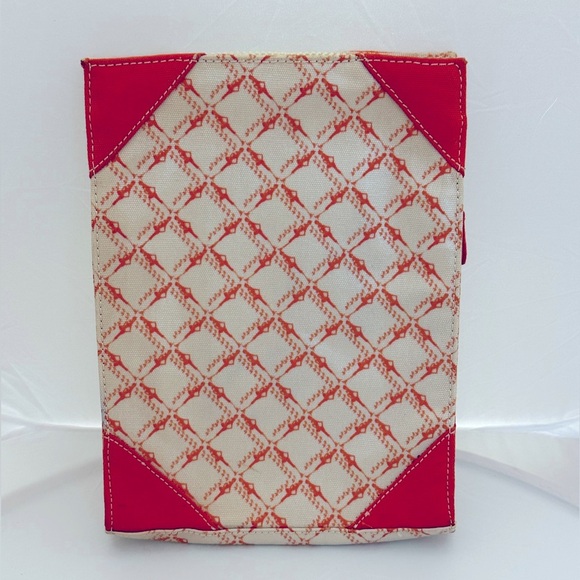 Izak Zenou | Red and Cream Coated Canvas IPad Sleeve - Picture 1 of 4